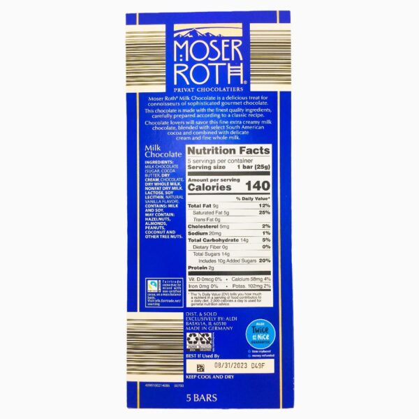 REMATE-Chocolate MOSER ROTH milk extra creamy 125g - Imagen 3