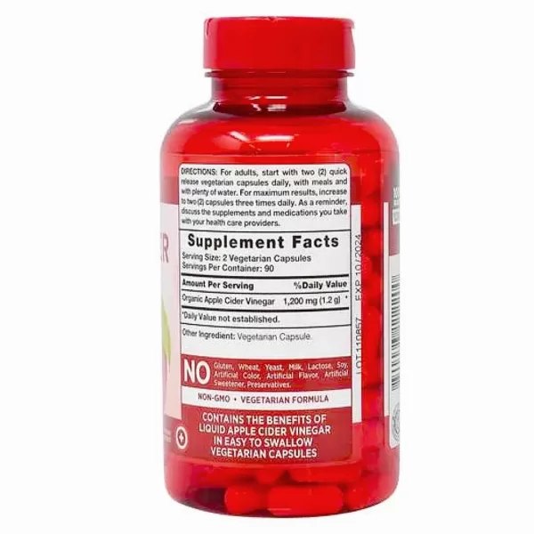 Vinagre de Sidra de Manzana NATURES TRUTH  en capsulas 1.200mg 180 cap - Imagen 2