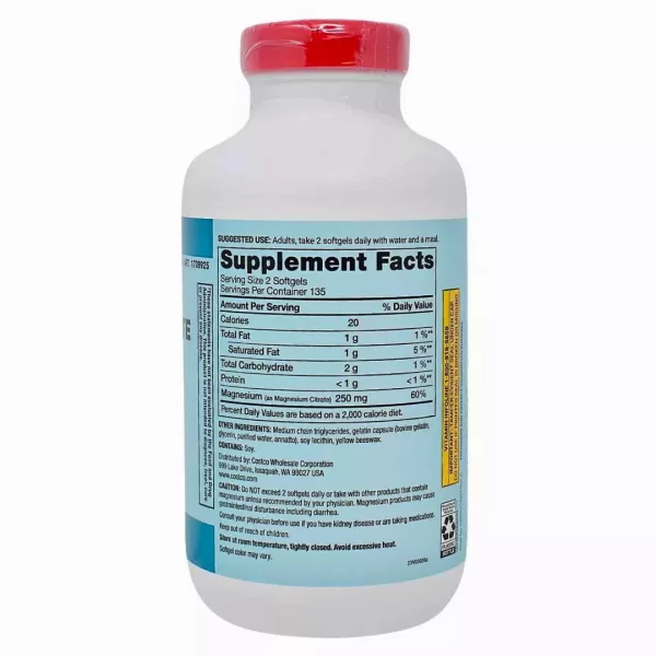 Citrato de magnesio KIRKLAND 250mg. 270 capsulas blandas - Imagen 2