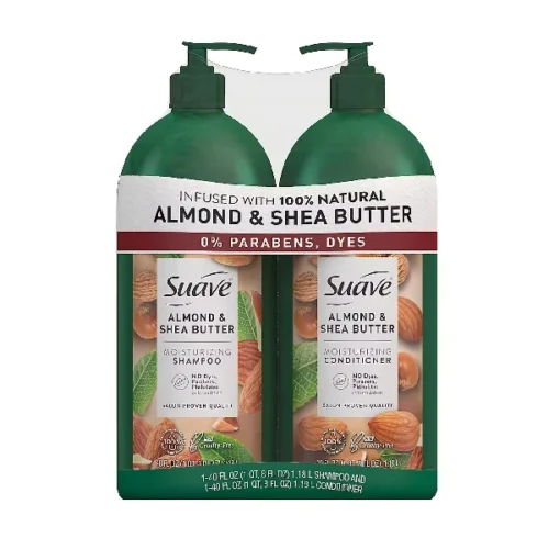 Kit shampoo y acondicionador SUAVE con aciete de almendra y shea 2 und de 1.18L c/u