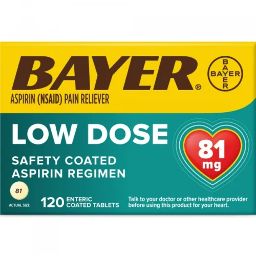 Aspirina de baja dosis BAYER 81mg. 120 tabletas.